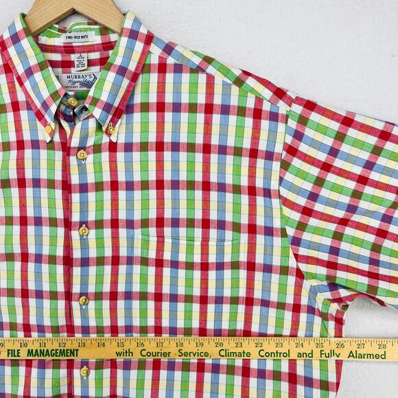 MURRAYS TOGGERY SHOP Shirt Mens L Plaid Nantucket Red Collection Cotton - Picture 11 of 13
